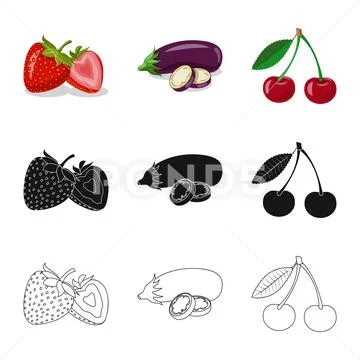 Vector illustration of vegetable and fruit icon. Collection of vegetable and Stock Illustration