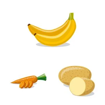 Vector illustration of vegetable and fruit icon. Set of vegetable and vegetarian Stock Illustration