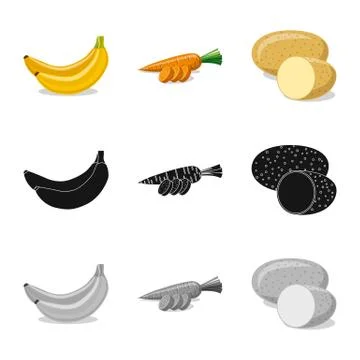 Vector illustration of vegetable and fruit icon. Set of vegetable and vegetarian Stock Illustration