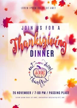 Vector illustration of vertical thanksgiving dinner invitation background Stock Illustration