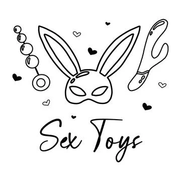 Vector illustration of vibrator, beads and mask. Illustrazione stock