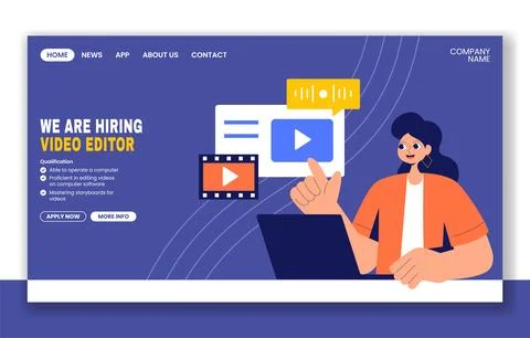 Vector Illustration of Video Editing Software Templates for Social Media La.. Illustrazione stock