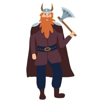 Vector illustration of viking man. Stock Illustration