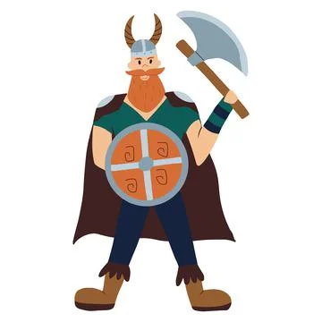 Vector illustration of viking man. Stock Illustration
