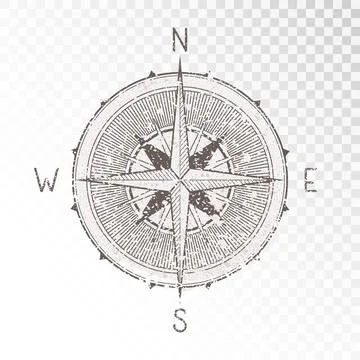 Vector illustration with a vintage compass or wind rose. Illustrazione stock