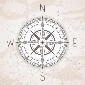 Vector illustration with a vintage compass or wind rose. Stock Illustration