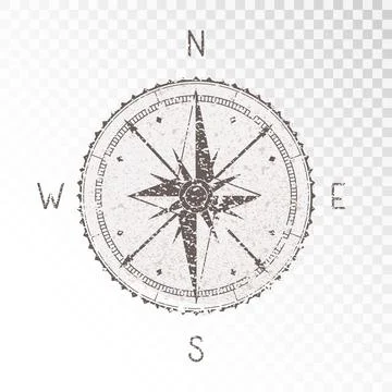 Vector illustration with a vintage compass or wind rose. Stock Illustration