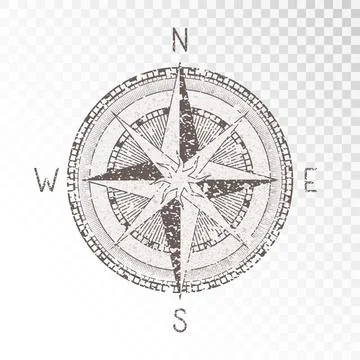 Vector illustration with a vintage compass or wind rose. Stock Illustration