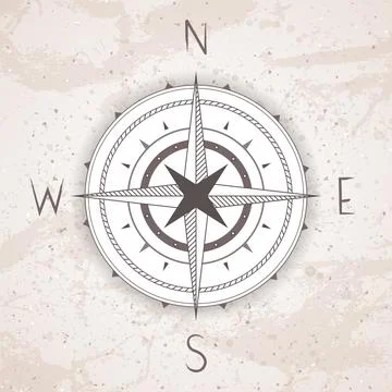 Vector illustration with a vintage compass or wind rose. Stock Illustration