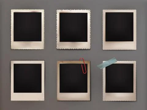 Vector illustration vintage photo frames with shadow Stock Illustration