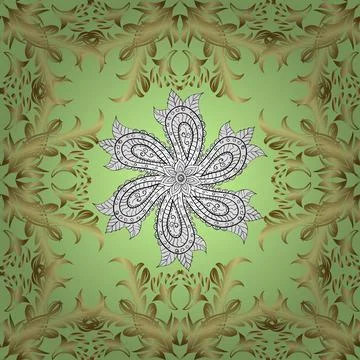 Vector illustration. Vintage seamless pattern on a neutral, green and yellow col Stock Illustration