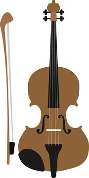 Vector illustration of violin and bow. Classic vintage fiddle template 스톡 일러스트