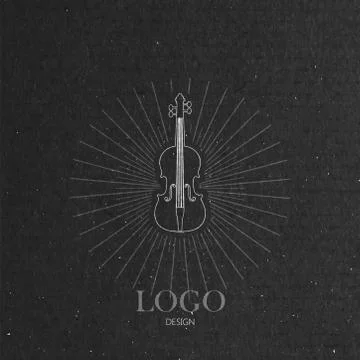 Vector illustration with the violin on cardboard texture. music logo design Illustrazione stock