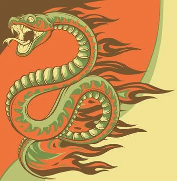 Vector illustration of Viper Snake with Flame Illustrazione stock