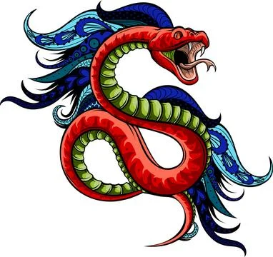 Vector illustration of viper snake with mandala. Stock Illustration