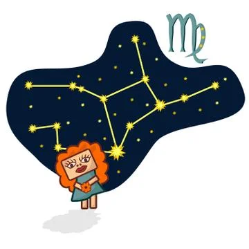 Vector illustration of the Virgo with a rectangular faces Illustrazione stock