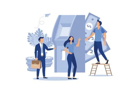 Vector illustration virtual business assistant. money, management of investme Stock Illustration