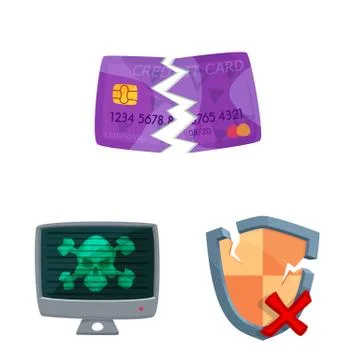 Vector illustration of virus and secure sign. Set of virus and cyber stock イラスト素材
