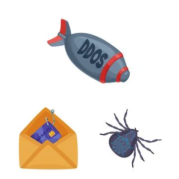 Vector illustration of virus and secure icon. Set of virus and cyber stock Illustrazione stock