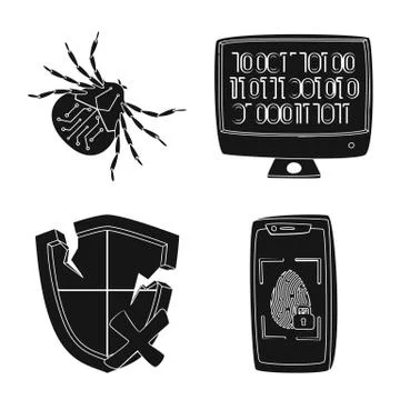 Vector illustration of virus and secure sign. Collection of virus and cyber イラスト素材