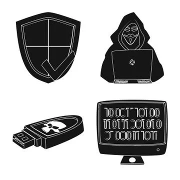 Vector illustration of virus and secure symbol. Collection of virus and cyber Illustrazione stock