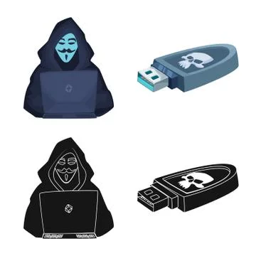 Vector illustration of virus and secure logo. Collection of virus and cyber Illustrazione stock