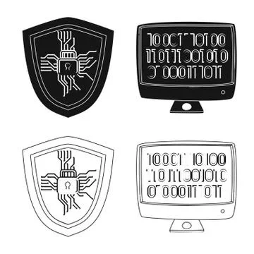 Vector illustration of virus and secure symbol. Set of virus and cyber vector Stockillustratie