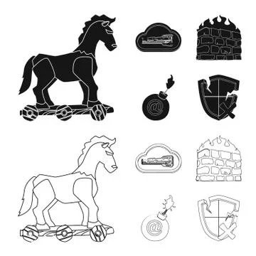 Vector illustration of virus and secure sign. Set of virus and cyber stock Stock-Illustration