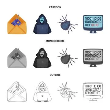 Vector illustration of virus and secure logo. Collection of virus and cyber イラスト素材