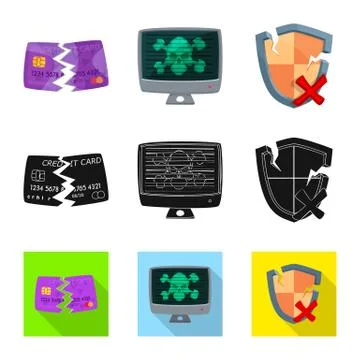 Vector illustration of virus and secure icon. Set of virus and cyber vector icon Stock-Illustration