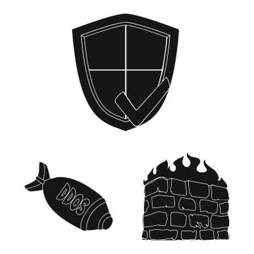 Vector illustration of virus and secure logo. Collection of virus and cyber Stock Illustration
