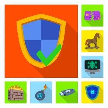 Vector illustration of virus and secure logo. Collection of virus and cyber Stock Illustration