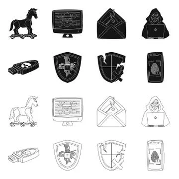 Vector illustration of virus and secure logo. Set of virus and cyber stock Stock Illustration