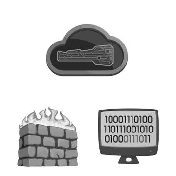 Vector illustration of virus and secure sign. Collection of virus and cyber Stock-Illustration