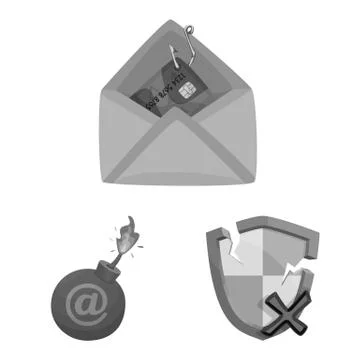 Vector illustration of virus and secure logo. Collection of virus and cyber Stockillustratie