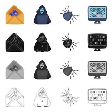 Vector illustration of virus and secure logo. Set of virus and cyber vector icon Stock Illustration