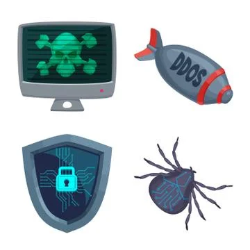 Vector illustration of virus and secure symbol. Collection of virus and cyber イラスト素材