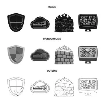 Vector illustration of virus and secure icon. Collection of virus and cyber Stock-Illustration