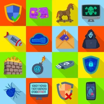 Vector illustration of virus and secure icon. Set of virus and cyber stock イラスト素材