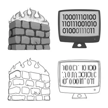 Vector illustration of virus and secure symbol. Set of virus and cyber stock イラスト素材