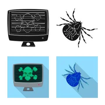 Vector illustration of virus and secure icon. Collection of virus and cyber イラスト素材