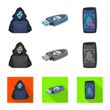 Vector illustration of virus and secure logo. Set of virus and cyber stock Stockillustratie