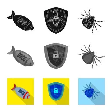 Vector illustration of virus and secure symbol. Set of virus and cyber vector Illustrazione stock