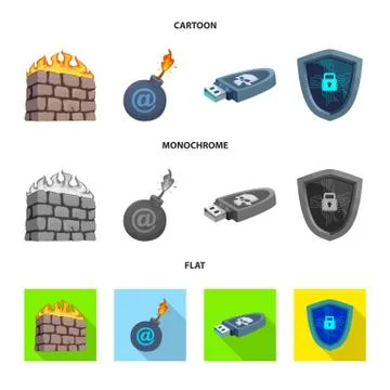 Vector illustration of virus and secure logo. Set of virus and cyber vector icon イラスト素材
