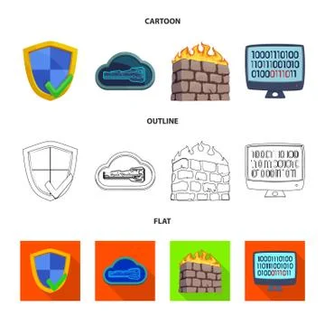 Vector illustration of virus and secure icon. Set of virus and cyber vector icon Stockillustratie