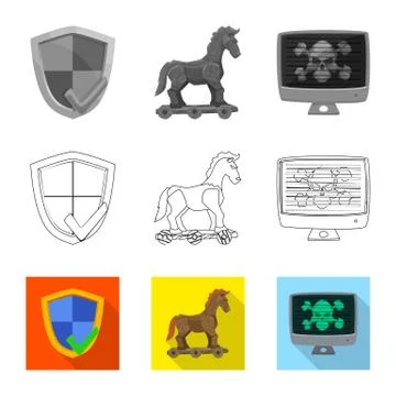 Vector illustration of virus and secure icon. Collection of virus and cyber Stock-Illustration