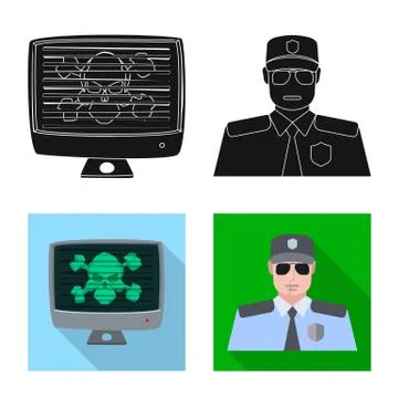 Vector illustration of virus and secure logo. Set of virus and cyber stock Stock-Illustration