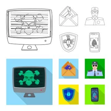 Vector illustration of virus and secure logo. Collection of virus and cyber Stock-Illustration