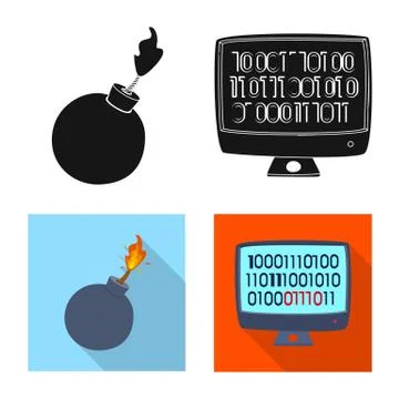 Vector illustration of virus and secure logo. Collection of virus and cyber イラスト素材