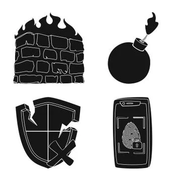 Vector illustration of virus and secure icon. Collection of virus and cyber Stock Illustration